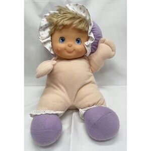 Vtg HK City Toys Baby Doll Plastic Face Cream and  Purple Pokadot Hat RARE